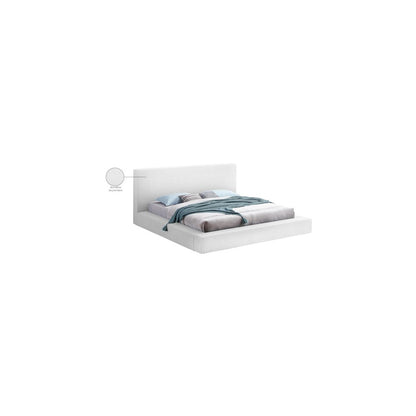 Terra White Boucle Fabric Queen Bed