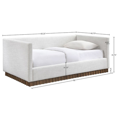 Teva Cream Linen Textured Fabric Upholstered Twin Daybed
