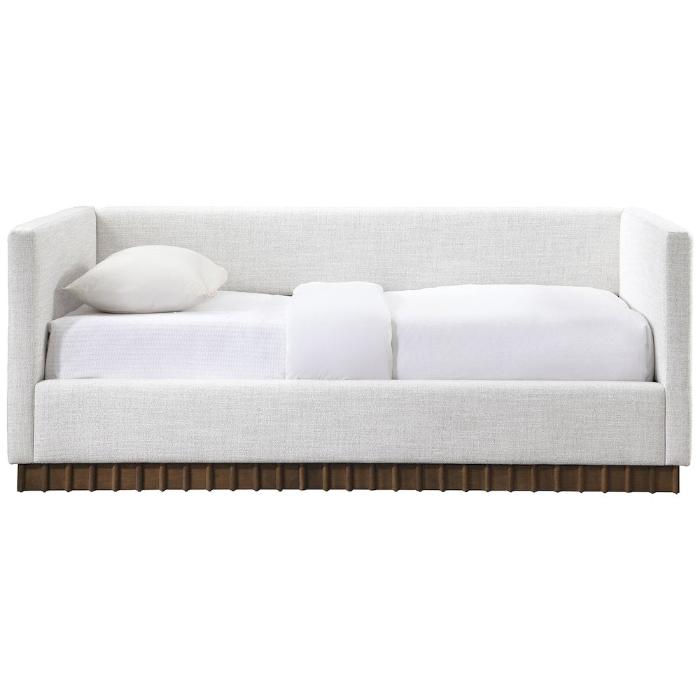 Teva Cream Linen Textured Fabric Upholstered Twin Daybed