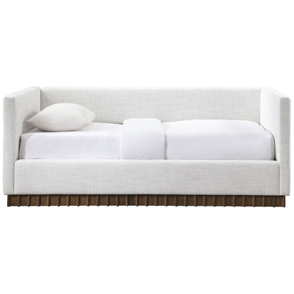Teva Cream Linen Textured Fabric Upholstered Twin Daybed