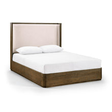 Tiberio Brown / Cream Solid Wood And Linen Textured Fabric King Bed