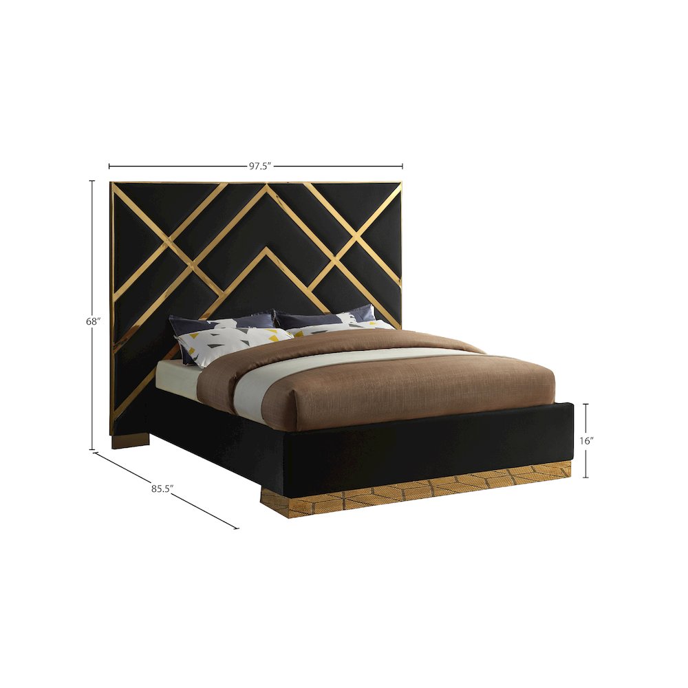 Vector Black Velvet King Bed