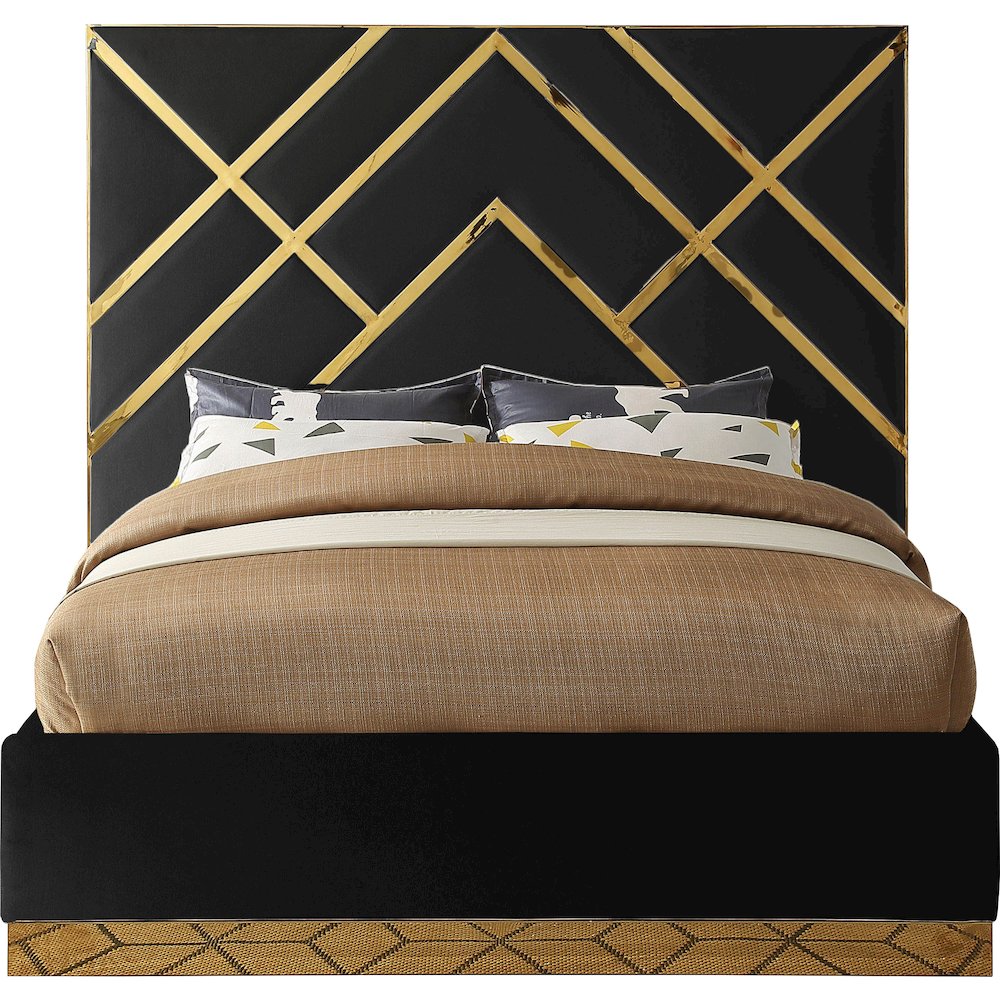 Vector Black Velvet King Bed