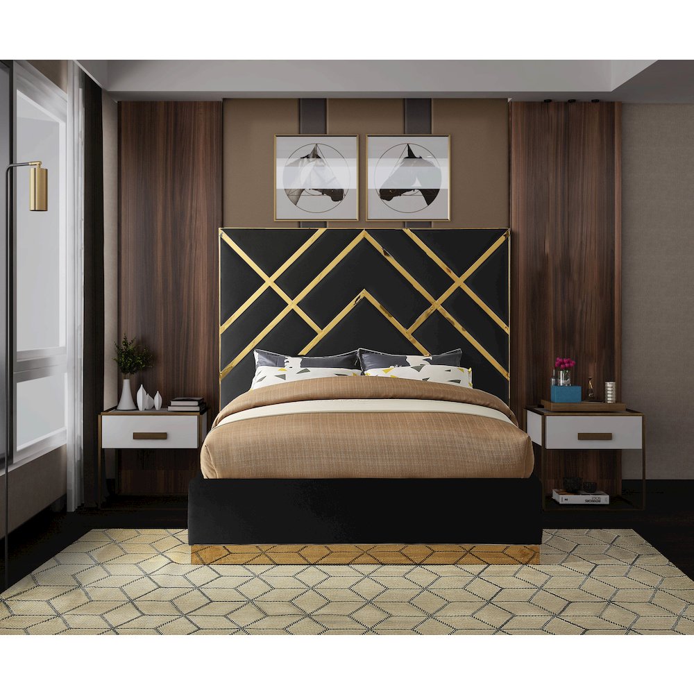 Vector Black Velvet King Bed