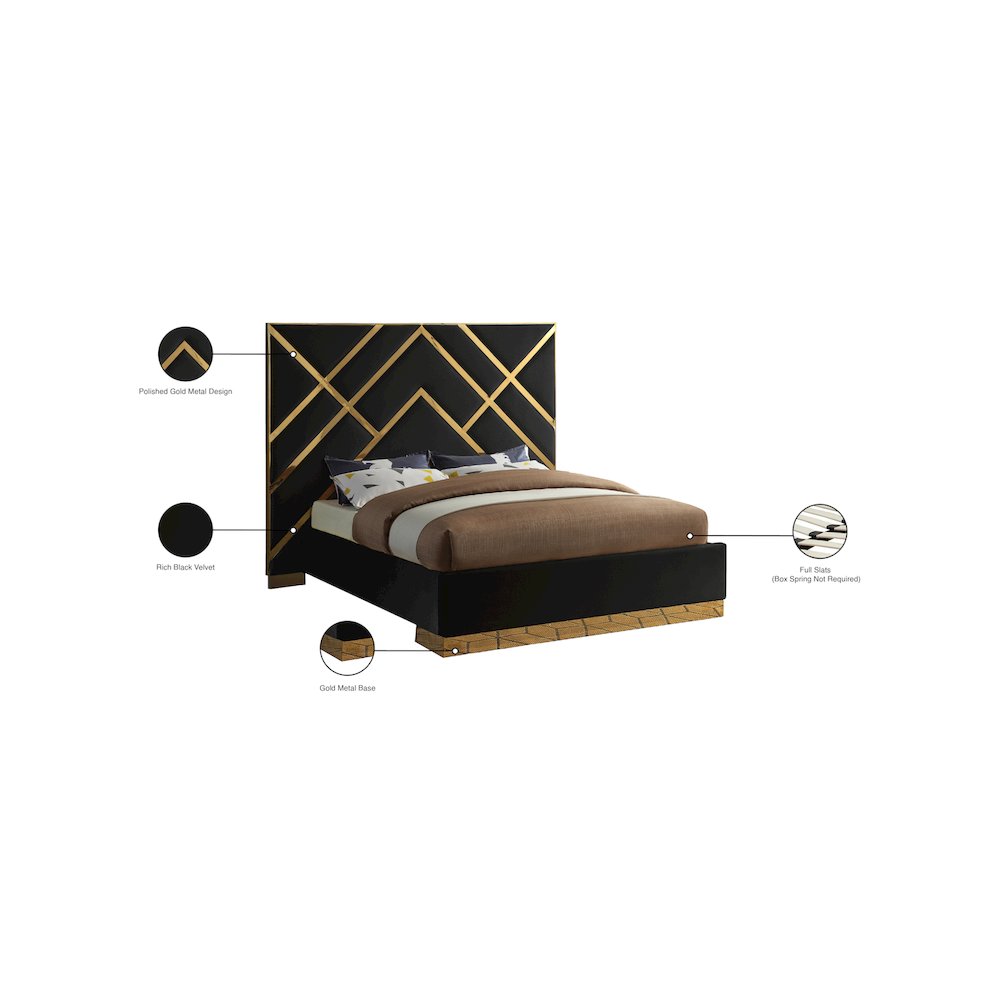 Vector Black Velvet Queen Bed