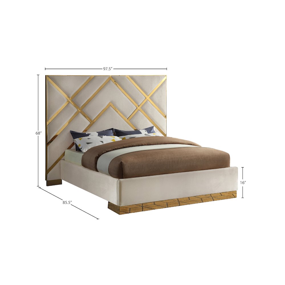 Vector Cream Velvet King Bed