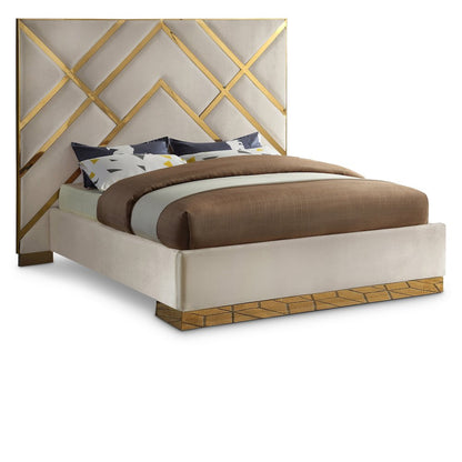 Vector Cream Velvet King Bed