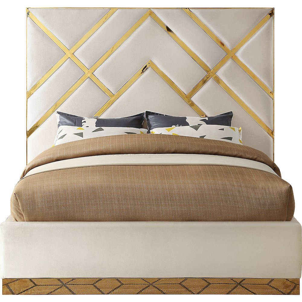Vector Cream Velvet King Bed