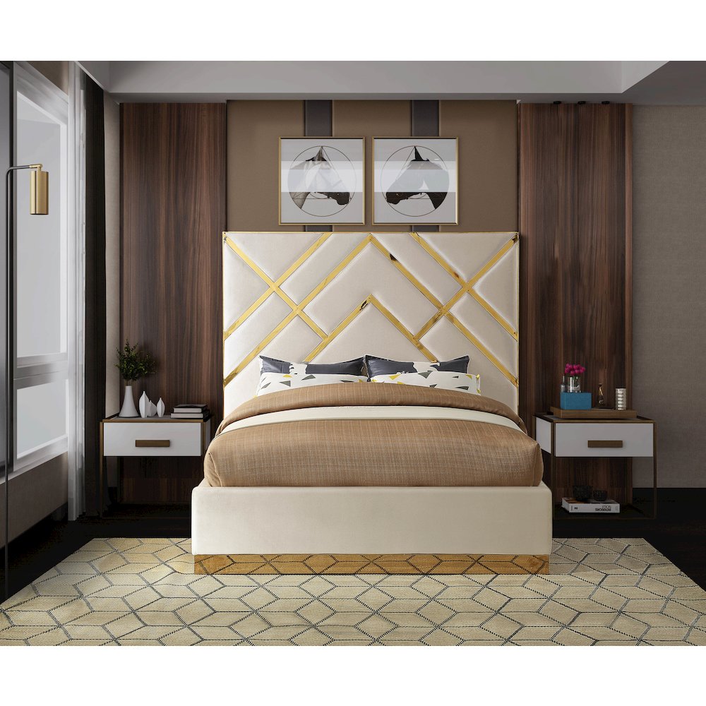 Vector Cream Velvet King Bed
