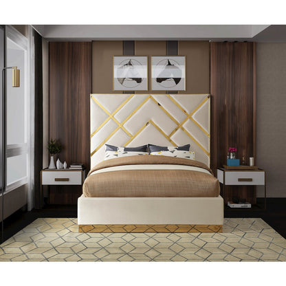 Vector Cream Velvet King Bed