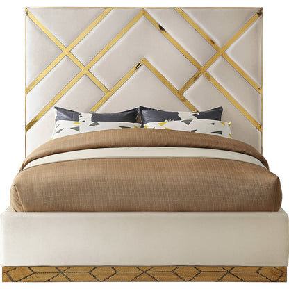 Vector Cream Velvet Queen Bed