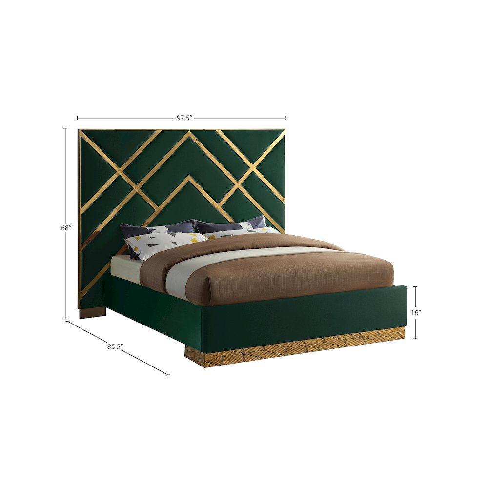 Vector Green Velvet King Bed
