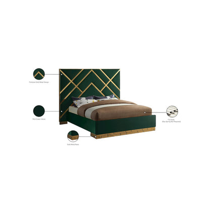 Vector Green Velvet King Bed