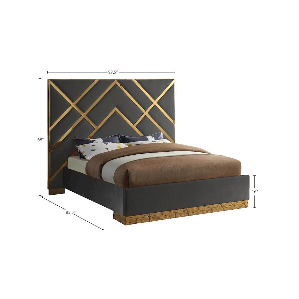 Vector Grey Velvet King Bed