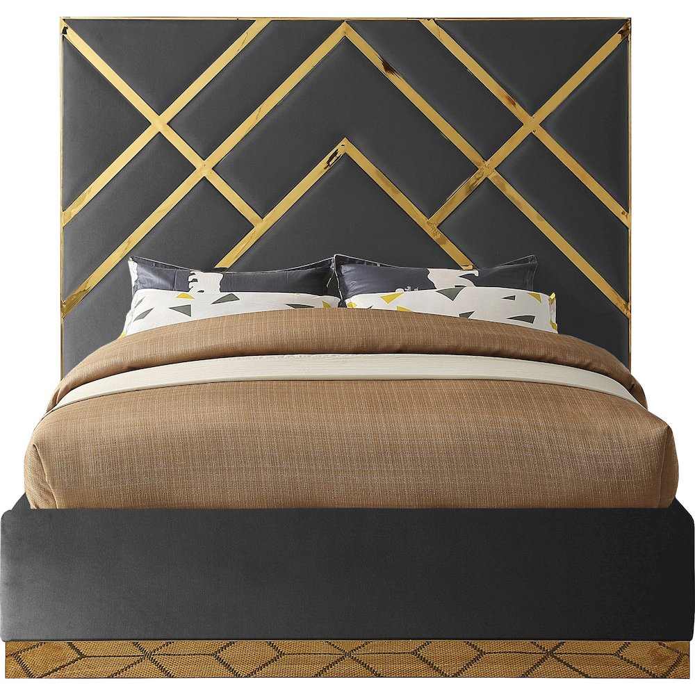 Vector Grey Velvet King Bed