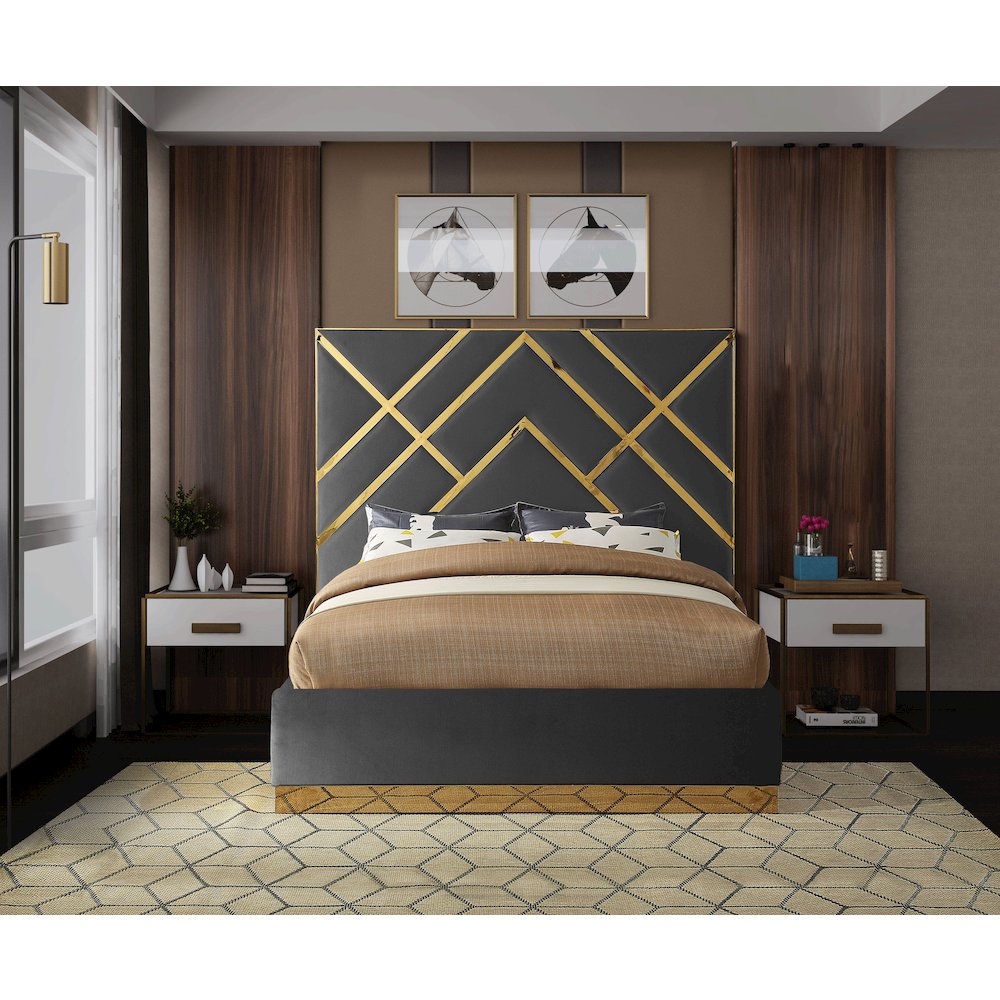 Vector Grey Velvet King Bed