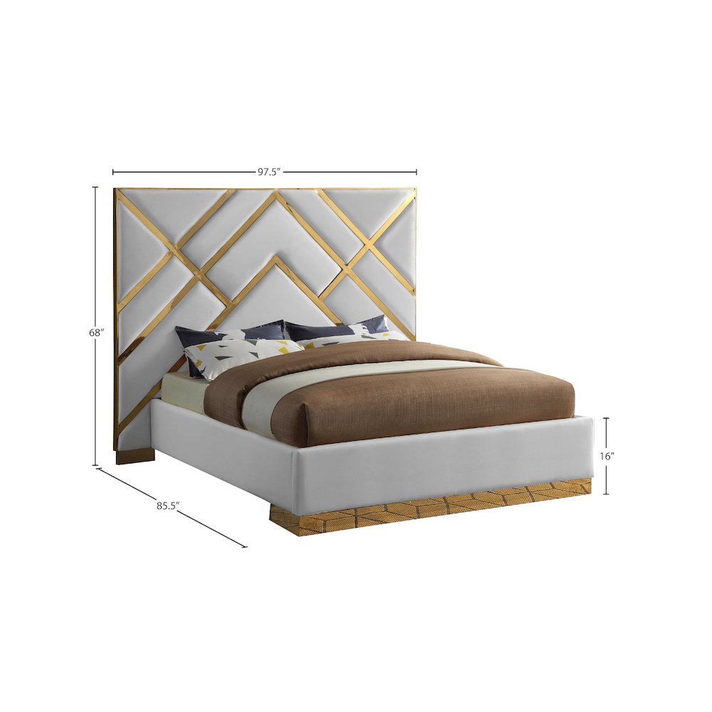Vector White Vegan Leather King Bed