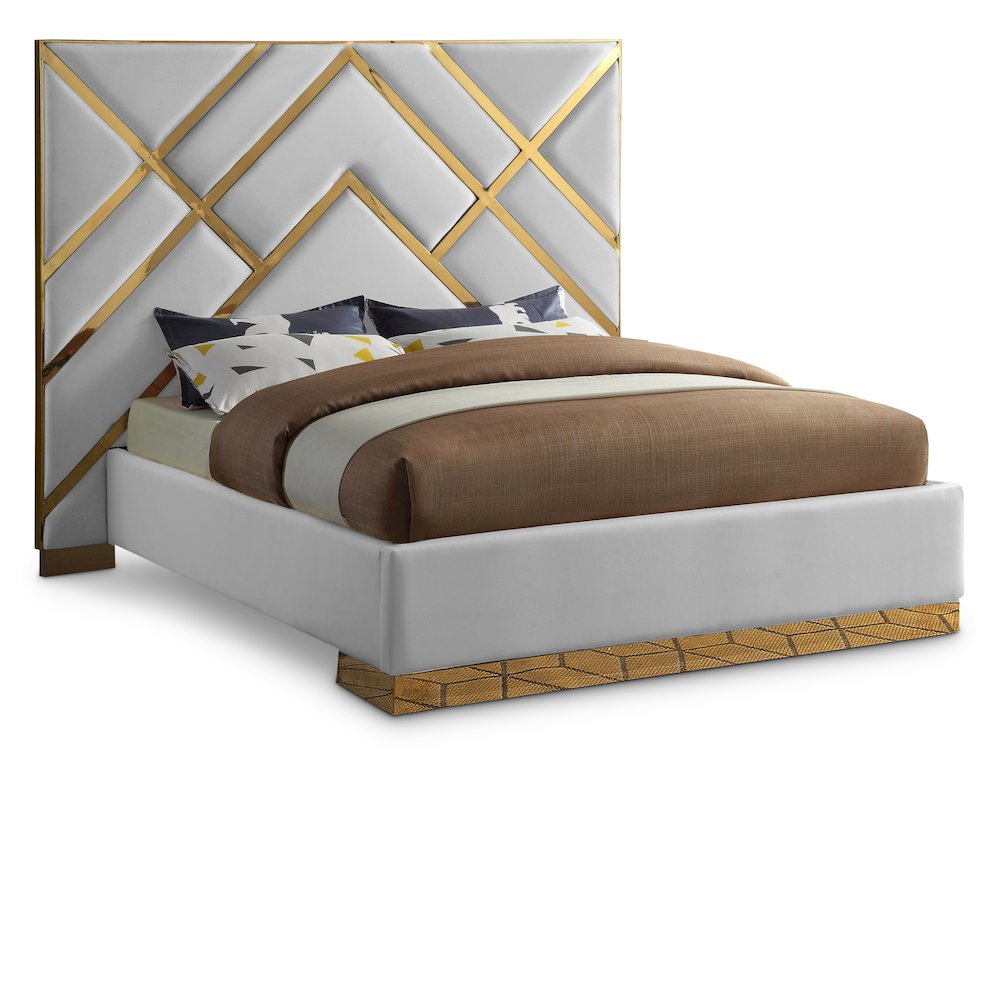 Vector White Vegan Leather King Bed