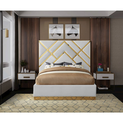 Vector White Vegan Leather King Bed