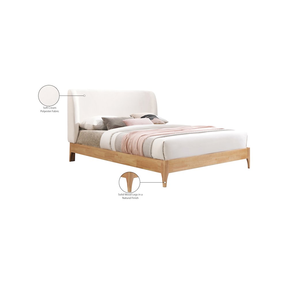 Ventura Cream Polyester Fabric Queen Bed