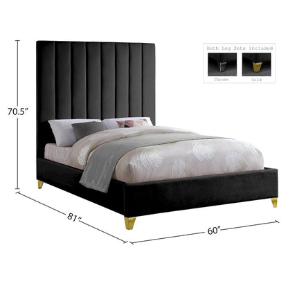 Via Black Velvet Full Bed