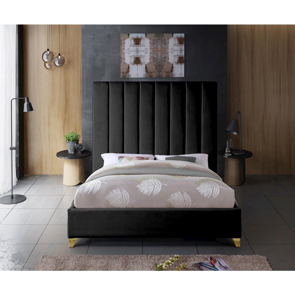 Via Black Velvet Full Bed
