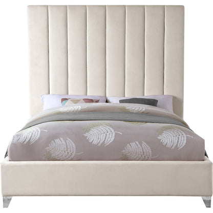 Via Cream Velvet Queen Bed