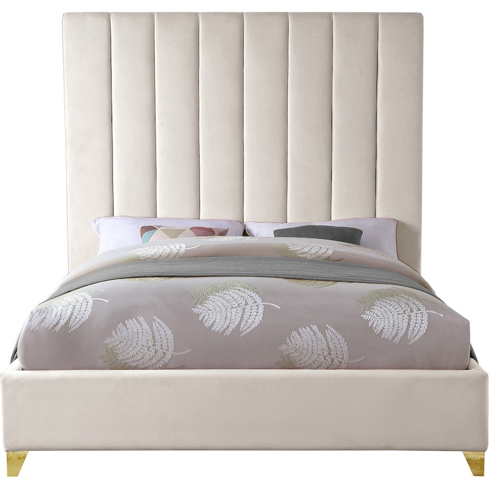 Via Cream Velvet Queen Bed