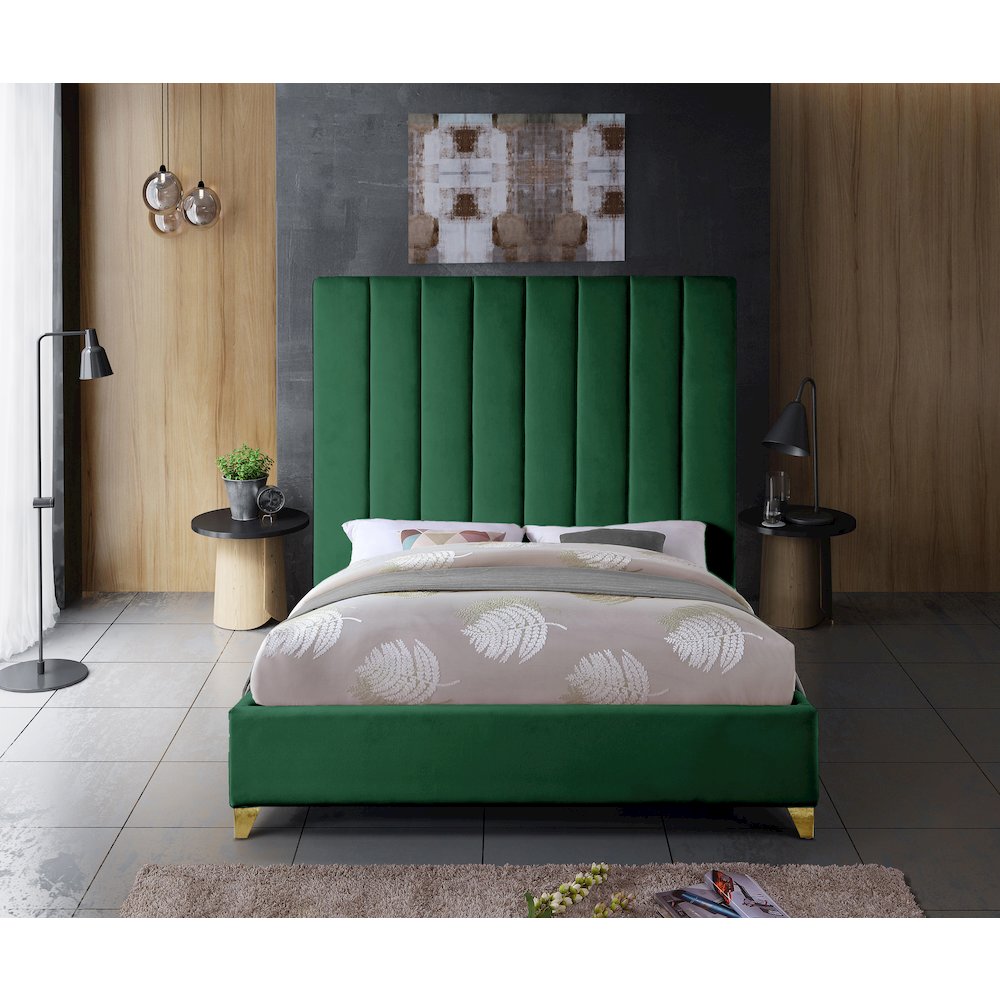 Via Green Velvet Full Bed