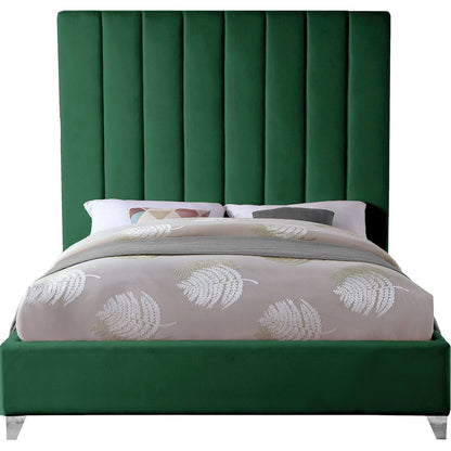 Via Green Velvet King Bed