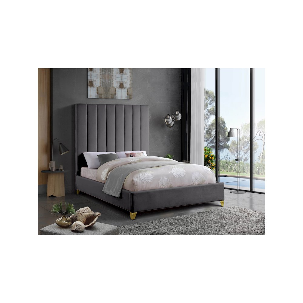 Via Grey Velvet Full Bed