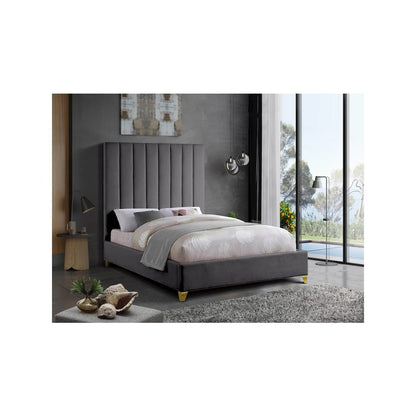 Via Grey Velvet Full Bed