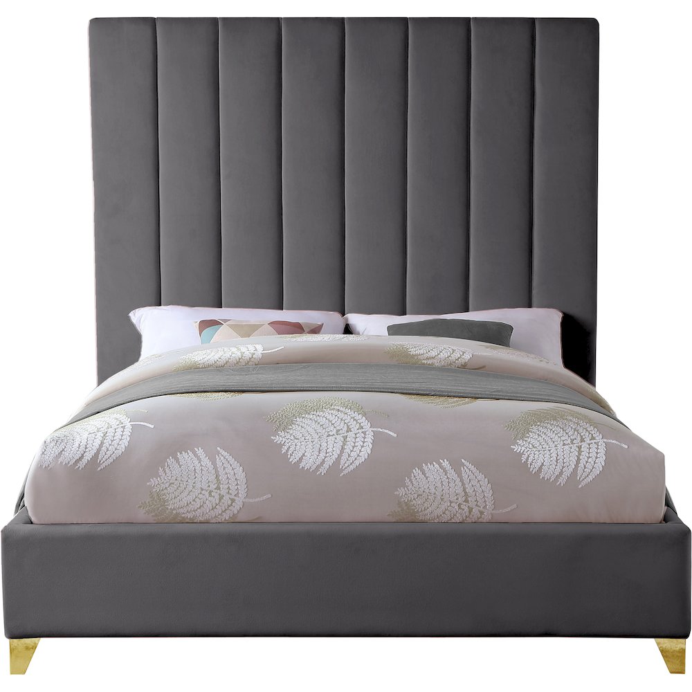 Via Grey Velvet Full Bed