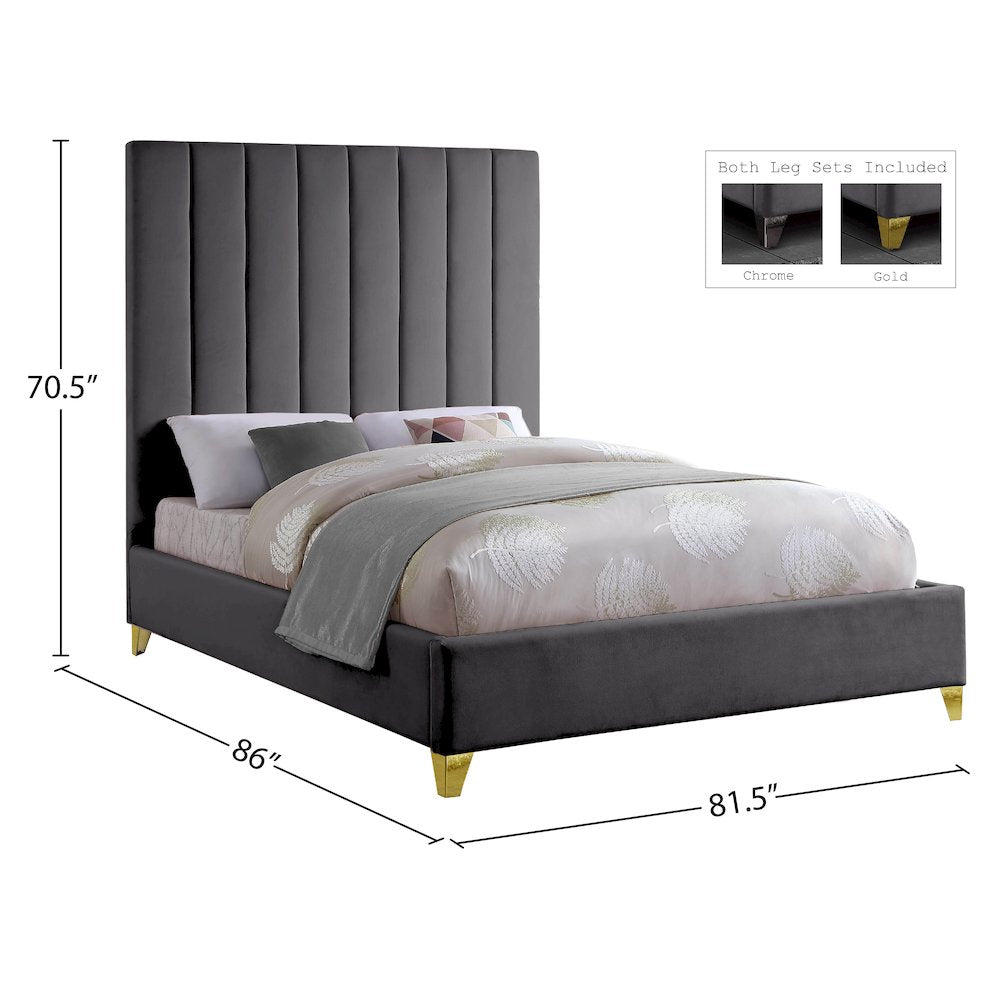 Via Grey Velvet King Bed