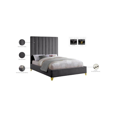 Via Grey Velvet King Bed