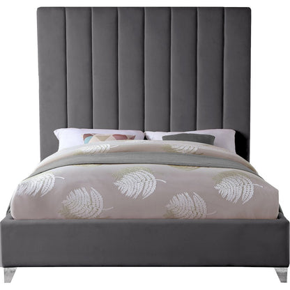 Via Grey Velvet King Bed