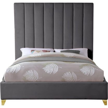 Via Grey Velvet King Bed