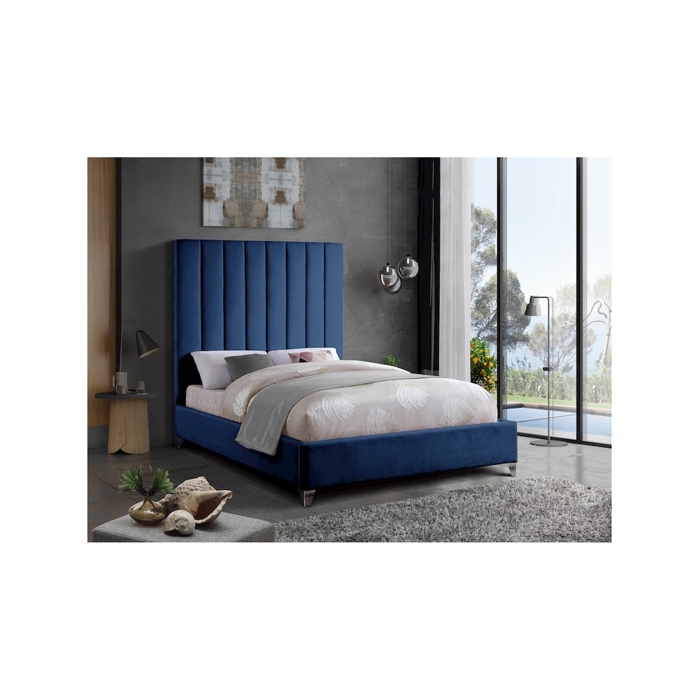 Via Navy Velvet Full Bed
