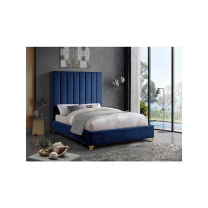 Via Navy Velvet Full Bed