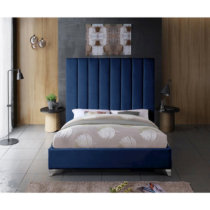 Via Navy Velvet Full Bed