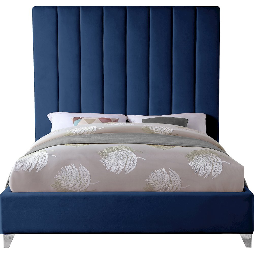 Via Navy Velvet King Bed