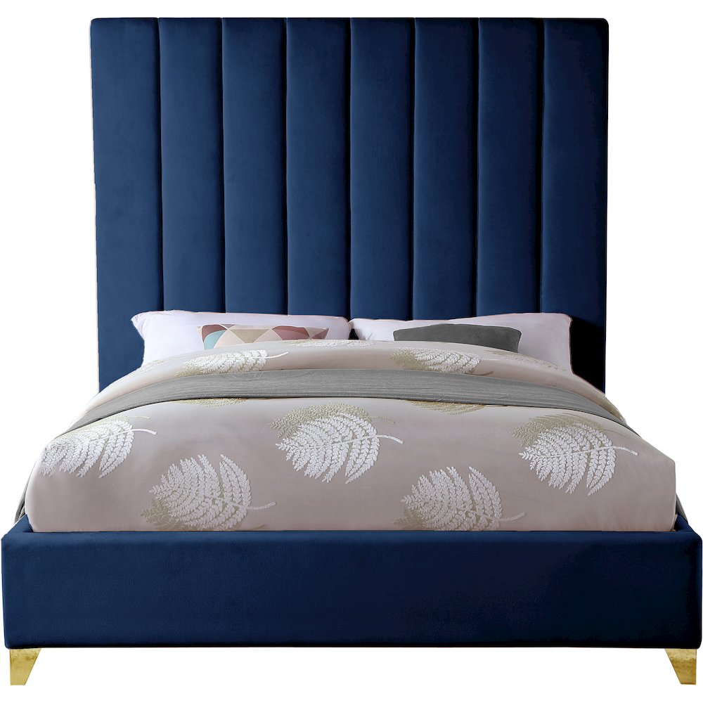 Via Navy Velvet King Bed
