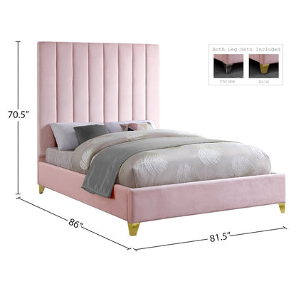 Via Pink Velvet King Bed