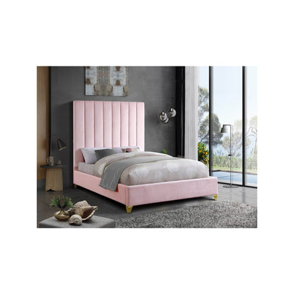 Via Pink Velvet King Bed
