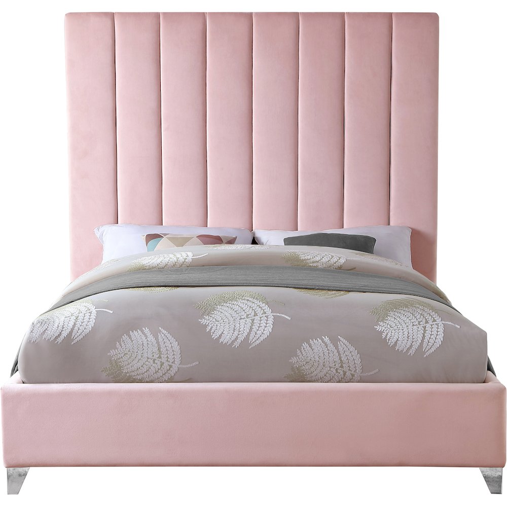 Via Pink Velvet King Bed