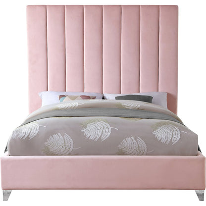 Via Pink Velvet King Bed