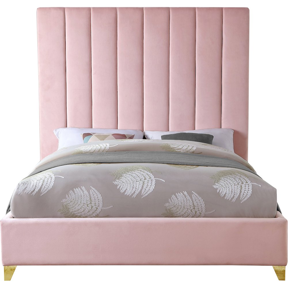 Via Pink Velvet King Bed