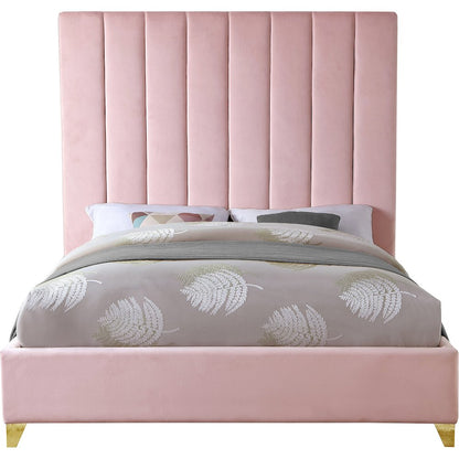 Via Pink Velvet King Bed