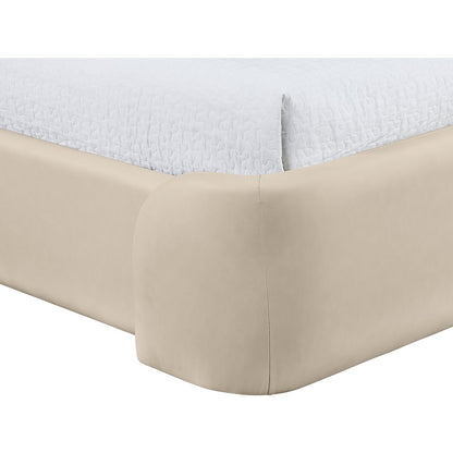 Warby Beige Vegan Leather Upholstered Queen Bed