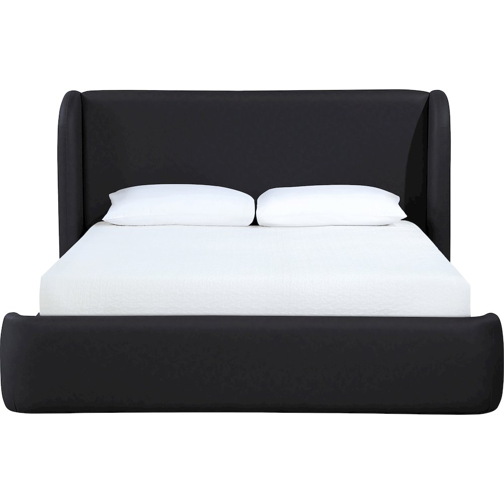 Warby Black Vegan Leather Upholstered Queen Bed